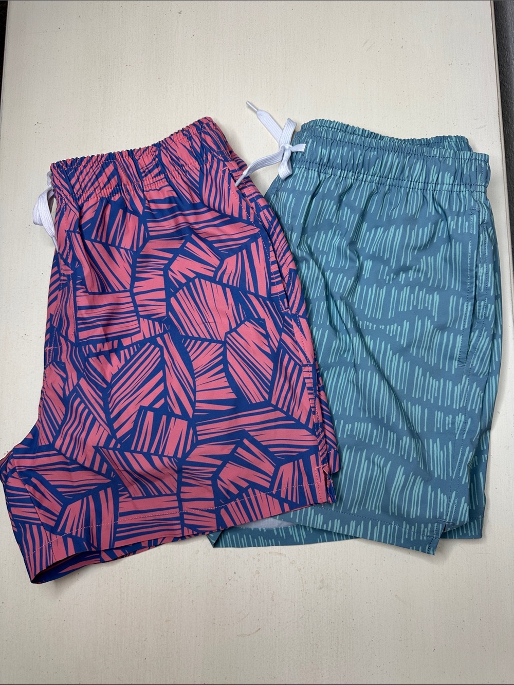 Bearbottom‎ Stretch Swim Trunks Set of 2 Men's Size Large 5.5" Inseam Pink Blue